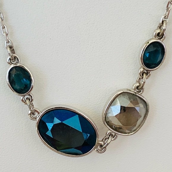 Swarovski Montana Blue Silver Layered Necklace